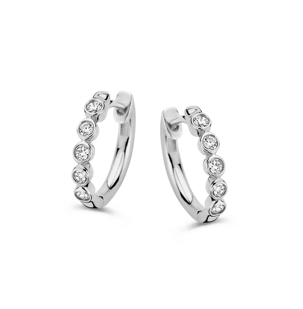 Oorringen Luna 0,20 crt. witgoud € 990,-